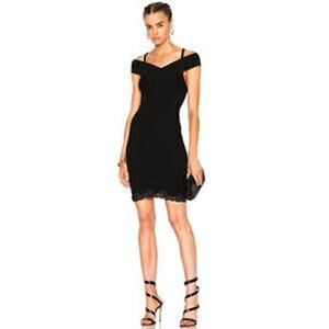 ALEXANDER WANG Ribbed Bodycon Dress Lace Trim ROMANTIC SEXY COMFY Medium M Black